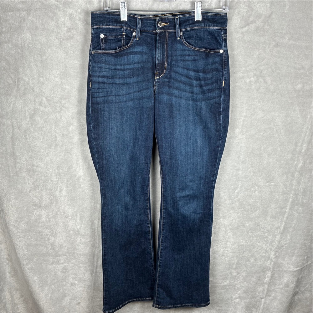 Denizen from Levis Womens Mid Rise Bootcut Jeans Dark Wash Indigo Blue Stretch